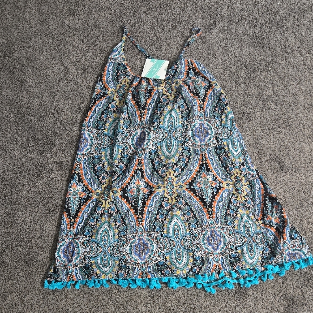 Umgee Gray and Black Tiered Halter Sundress Casual